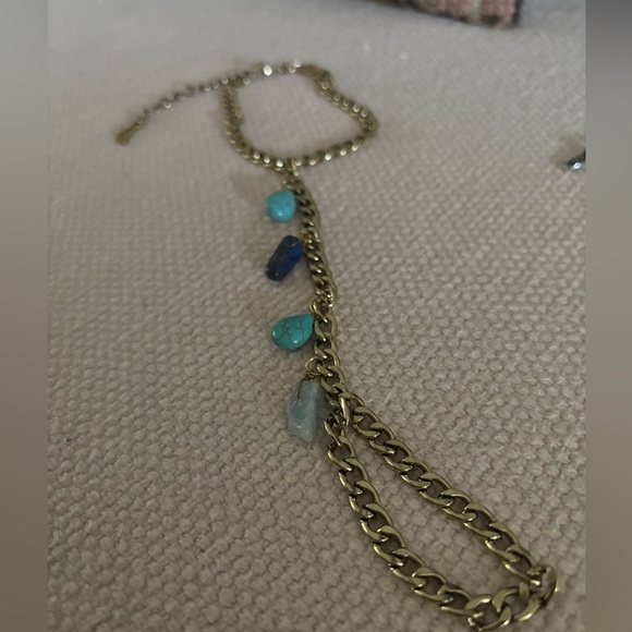 Free People Dancing Feet Gold Tone Foot Chain with Gemstones NWOT - Picture 5 of 5